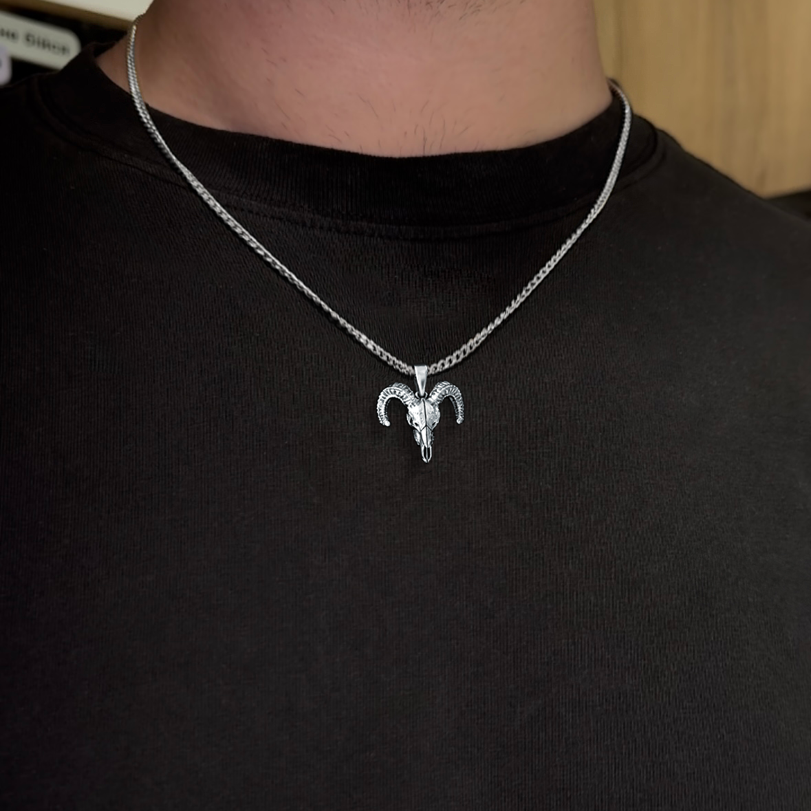 SILVER GOAT HEAD PENDANT
