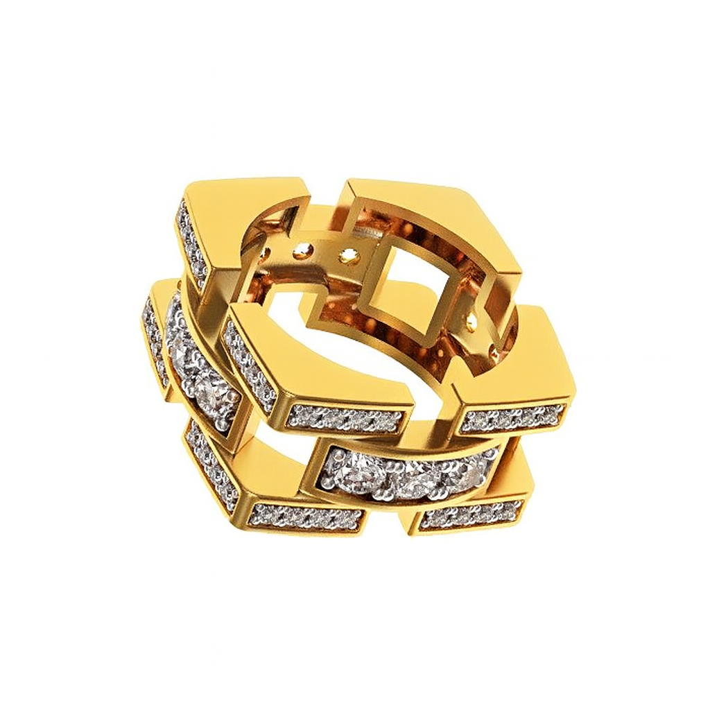 CHUNKY DIAMOND SILVER RING