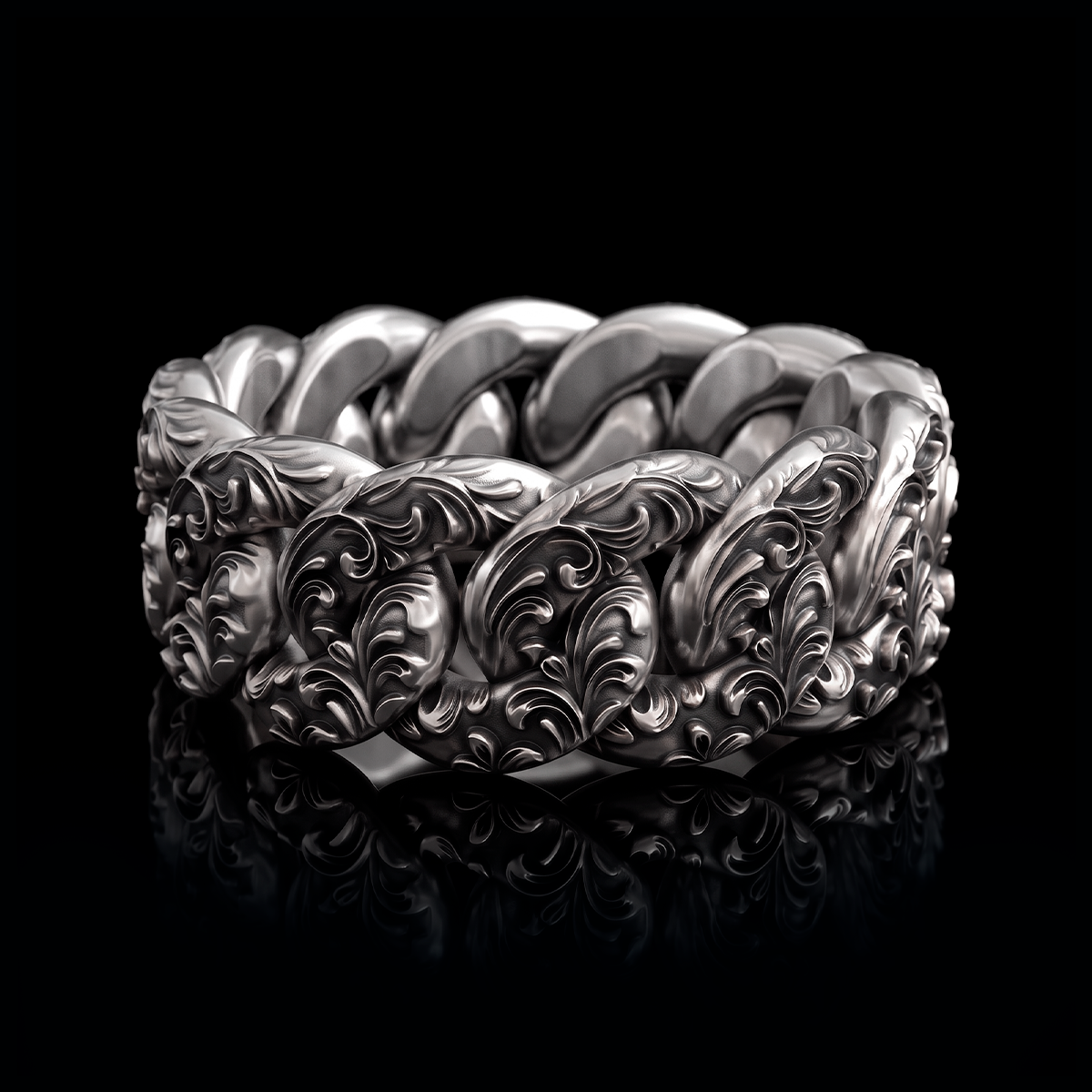 ORNATE CUBAN CHAIN RING