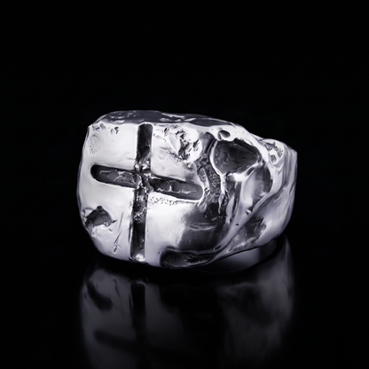 RAW CROSS SIGNET RING
