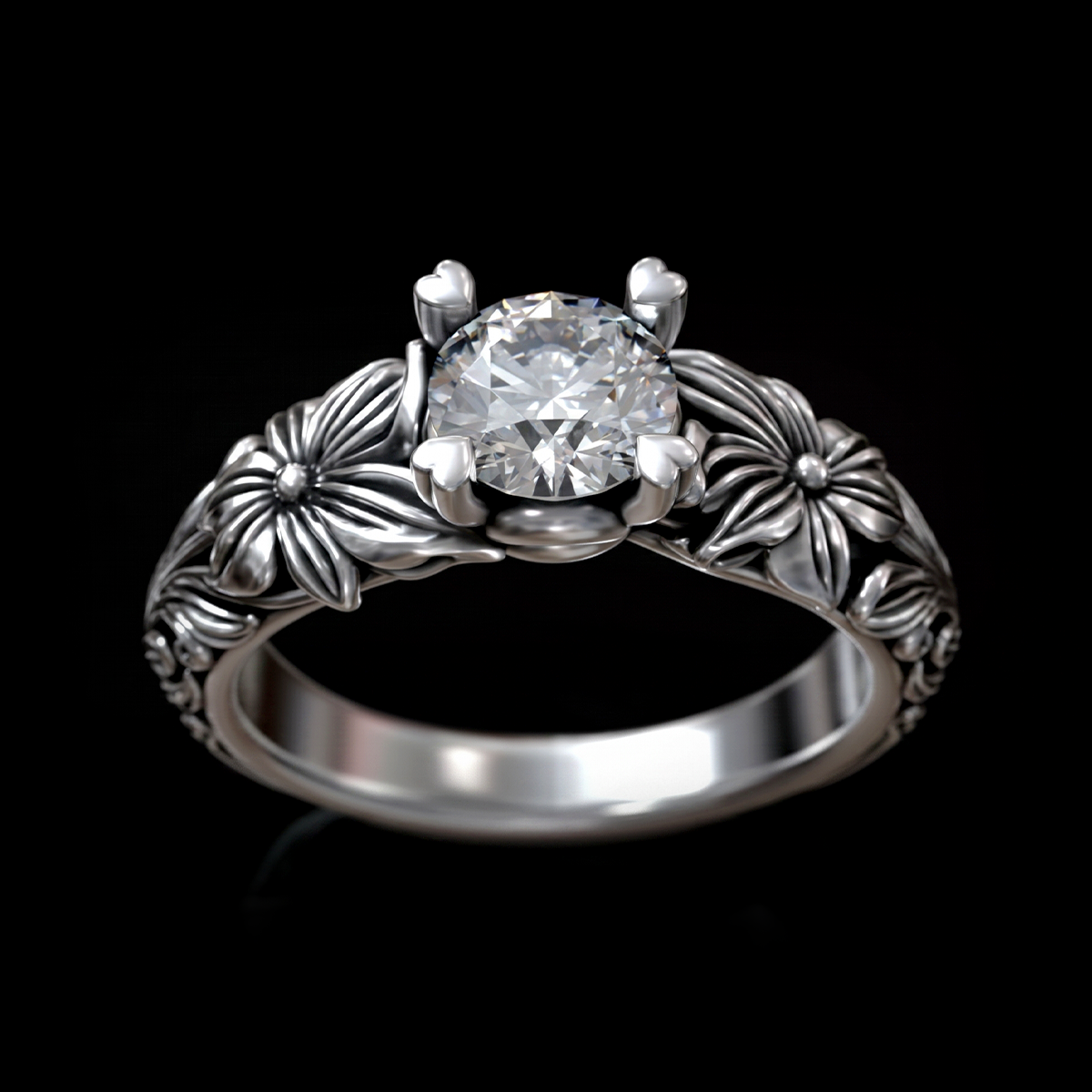 FLORAL SOLITAIRE RING