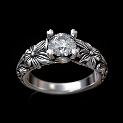 FLORAL SOLITAIRE RING