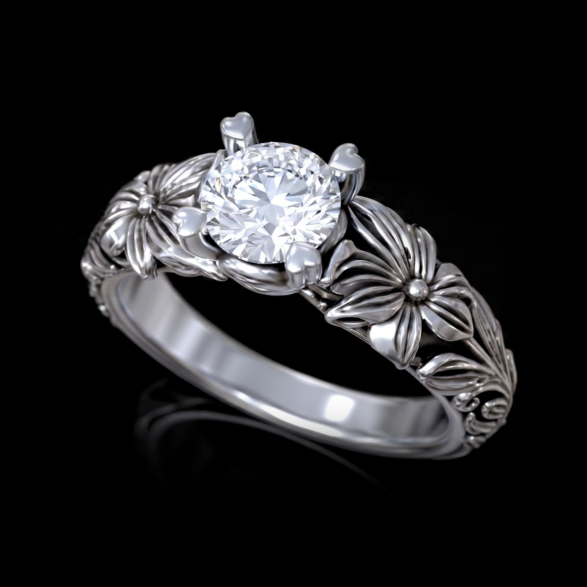 FLORAL SOLITAIRE RING