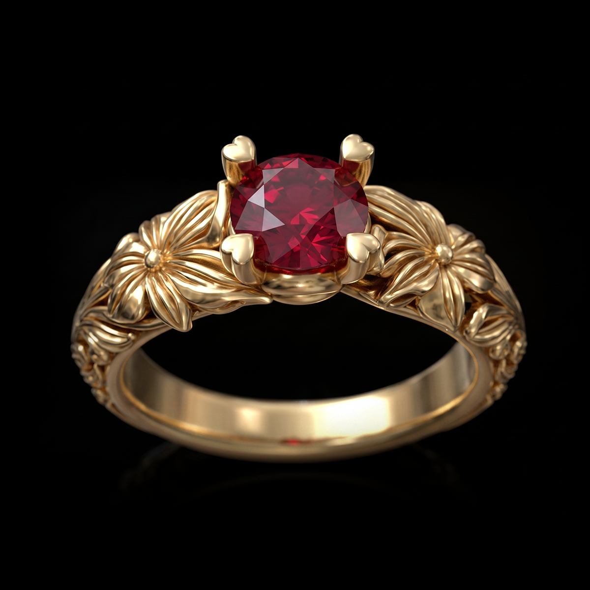 FLORAL SOLITAIRE RING