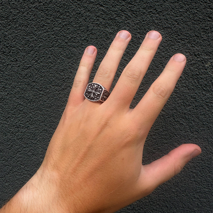 ORNATE CROSS SIGNET RING