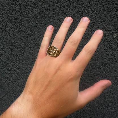 ORNATE CROSS SIGNET RING