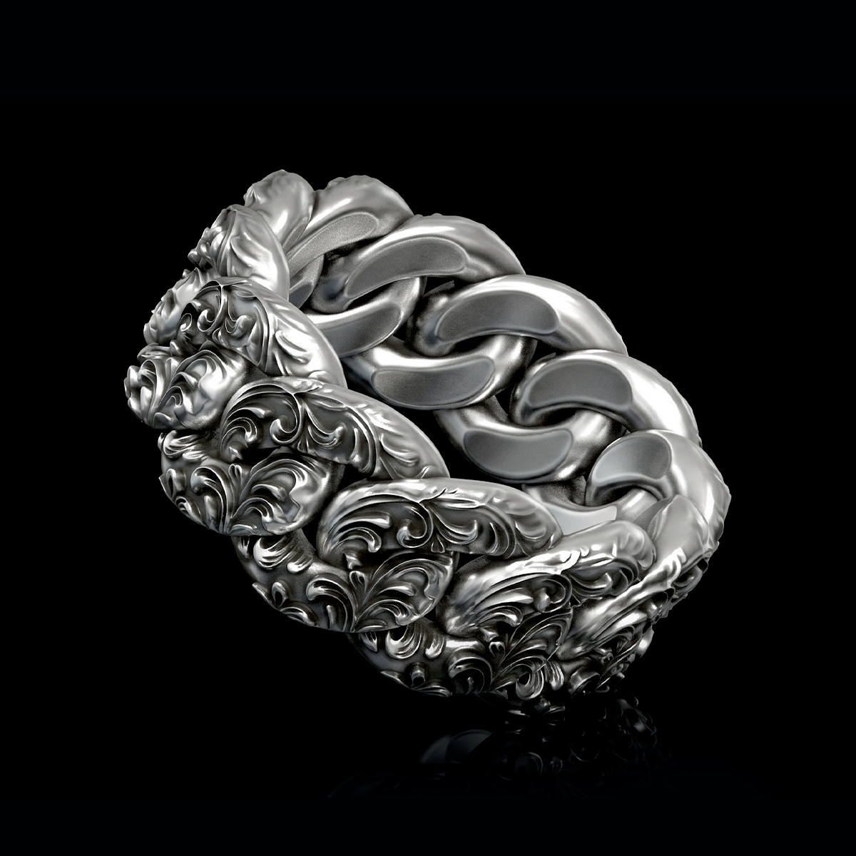 ORNATE CUBAN CHAIN RING