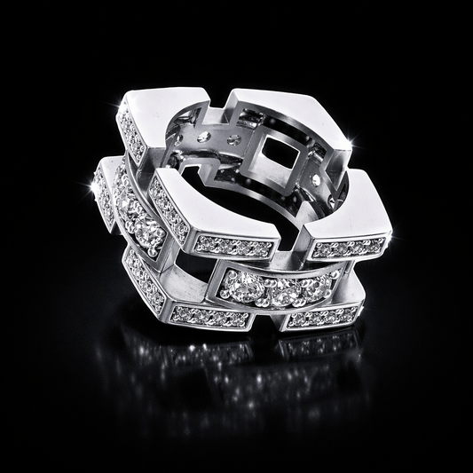 CHUNKY DIAMOND SILVER RING